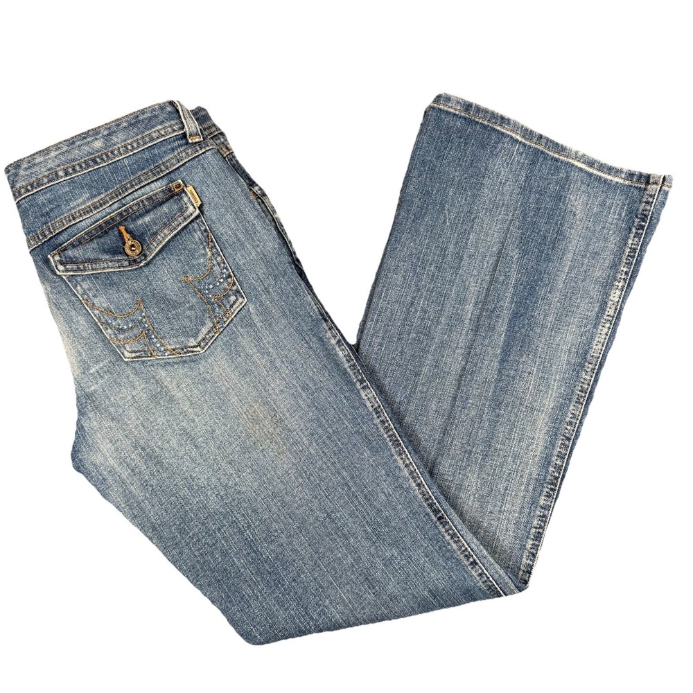 👖 Vintage Tommy Jeans Women 11 Bootcut Flare Rhinestone Beaded Y2K 90s Denim